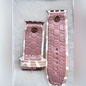 New Spark*l upcycled Mauve Micro Guccissima Apple Watch band 38/40/41 adapters.